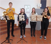 Die Hofkapelle (eine Bl&auml;sergruppe der Hochschule) er&ouml;ffnet den Festakt 